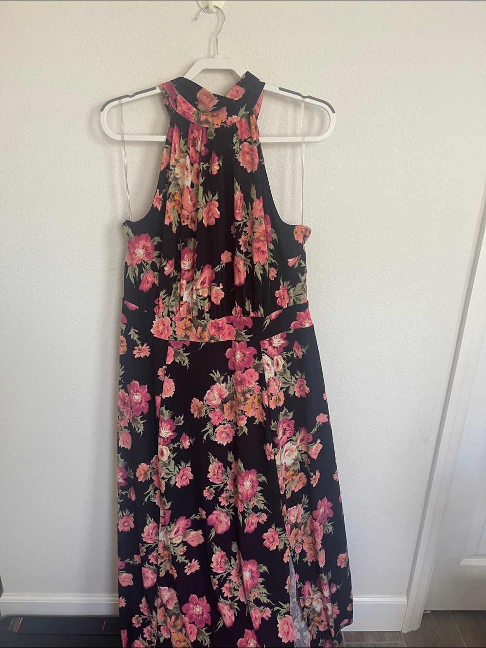 Lane Bryant Black Maxi Dress with Pink Floral Print